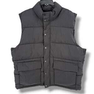 Gap Black Puffer Vest Mens Sz XXL Full Zip Snap Front Pocket Quilted